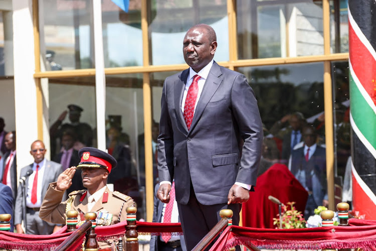 President William Ruto during the pass out of recruits.IMAGE/FILE